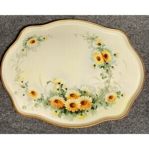 Antique Limoges William Guerin & Co. Hand Painted Daisy Serving/ Vanity Tray
